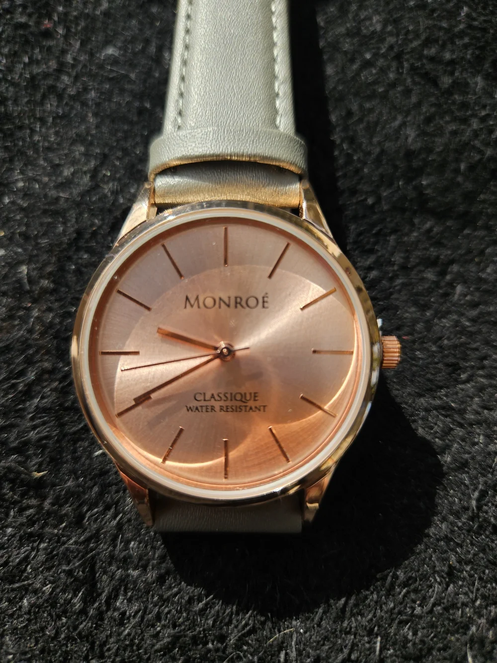 Monroe Womens's Watch - Pink Face with Gray leather band